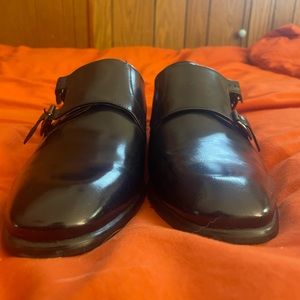 Steve Madden black leather buckle strap dress shoes